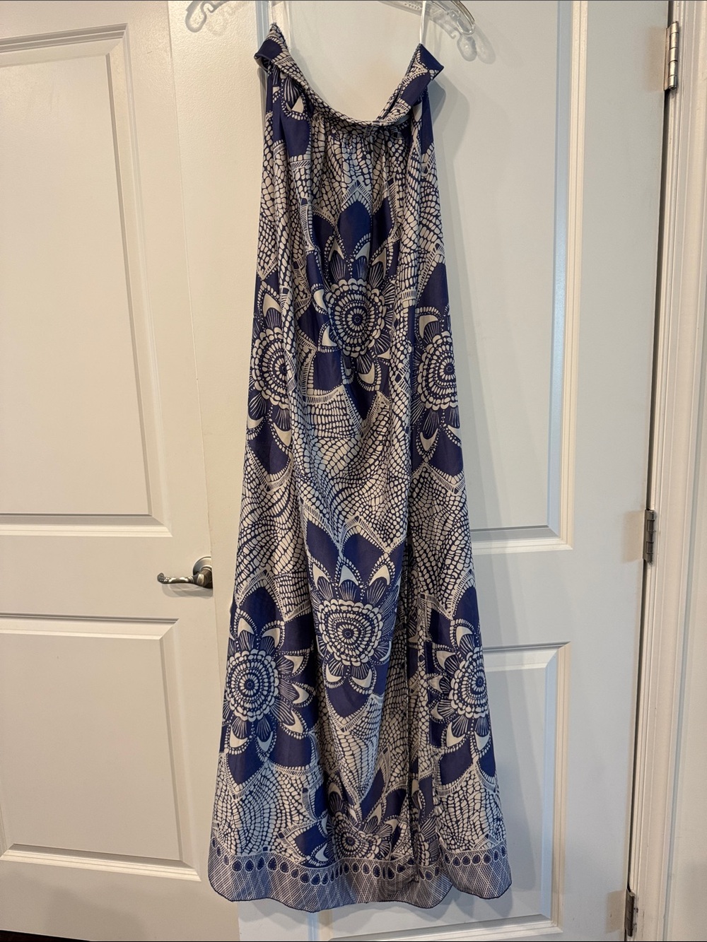 Alexis Navy and White Strapless Floral Maxi Dress